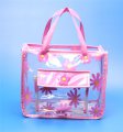 Clear PVC tote zipper bag for travel cosmetic storage