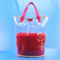 Clear plastic pvc zipper bedding bag with handle