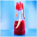 Custom red animal printing clear PVC Tote bag with straw