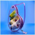 Fashion clear Purple PVC transparent double layer hand carry tote bag