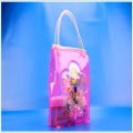 Pink Transparent cosmetic toilet clear tote hand bag