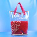 Plastic clear zipper supplier pvc handle bag with drawstring