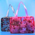 Plastic hand flower printing pvc bag with handle for lady