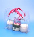 Promotional transparent pvc gift bag with silk handle