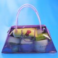 Pvc cosmetic bag elegant purple gift bags with handle for girl