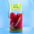 Pvc drawstring gift packaging bag with flowers