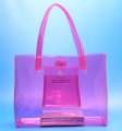 Top quality clear pink transparent tote bag with pocket