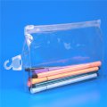 customize clear PVC zipper bag with side hanger