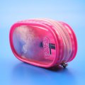 pink plastic gift zipper bag for makeup
