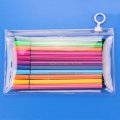 plastic clear pencil packing bag with pull zipper