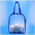 rounded zipper clear vinyl pvc sewing bags with handles